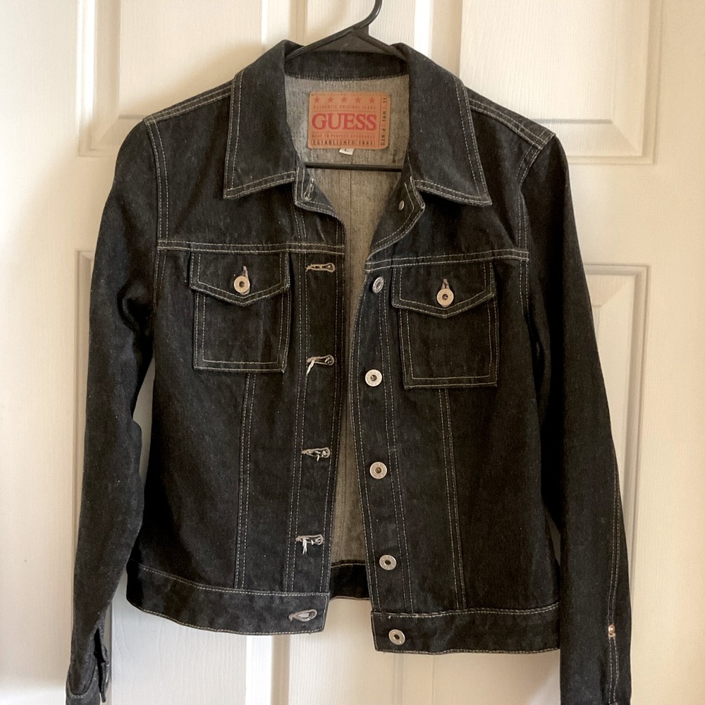 Guess Black Jean Jacket Classic Style